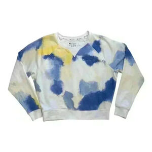 Champion Women's Campus Blue and White French Terry Crew - Size Large